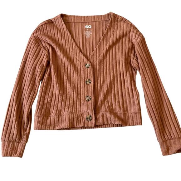 SO Rust Ribbed Button-Up Cardigan - Size M - Picture 1 of 5